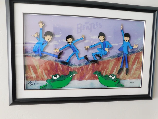 Beatles hand painted cel numbered "Leaping in Air" 2014 Denni Lu