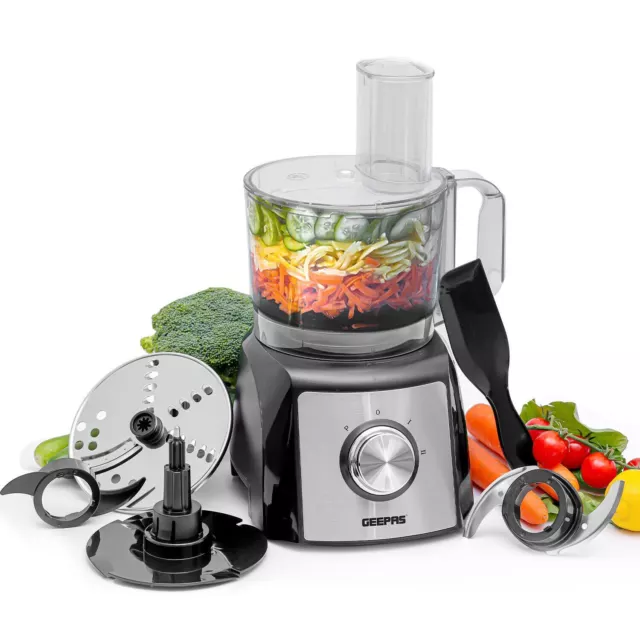 Geepas 1200W Compact Food Processor and Blender,  Stainless Steel Blender