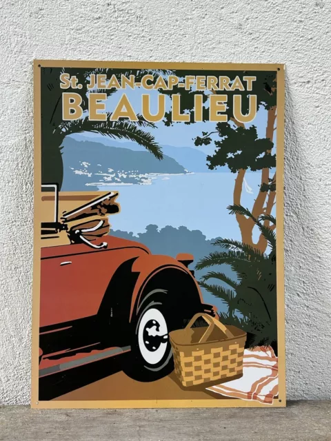 CAP-FERRAT BEAULIEU Altes Blechplakat Schild Süd Frankreich Retro, Art Deco 90er