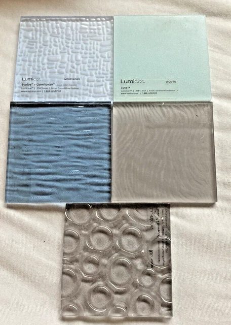VTG Lumicor 5 Tile Sample Shades Blue Resin textured 4x4 Art Craft Home Decor