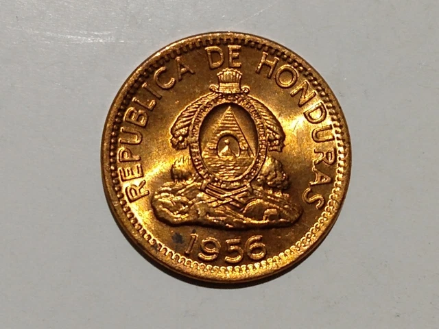 1956 HONDURAS 2 CENTAVOS (2 COINS) BRONZE small spots