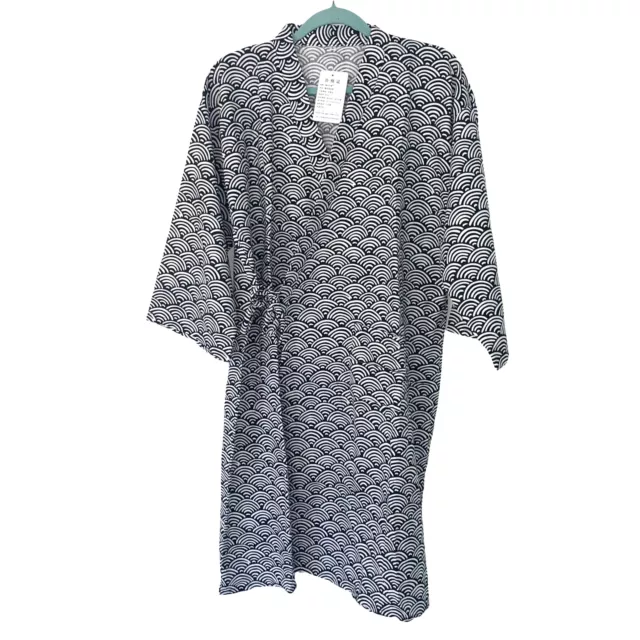 Traditional Womens Robe Size Large Japanese Pattern Unisex Crossover Front Tie