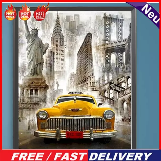 Paint By Numbers Kit On Canvas DIY Oil Art Urban Taxi Home Wall Decor 40x50cm