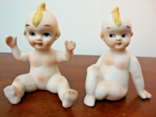 Ceramic Vintage Kewpie Baby Mohawk Figurines SET OF 2