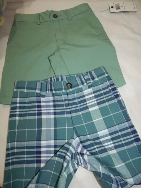 NWT NWOT Janie and Jack Ralph Lauren Boys 3T 4T Green and Plaid shorts Cargo