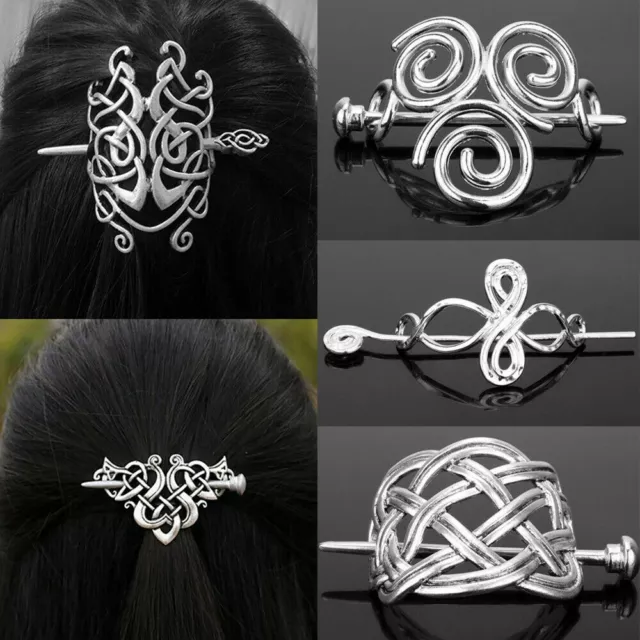 Vintage Viking Celtic Knotwork Hairpin Hair Clip Barrette Women Girls Hair Stick