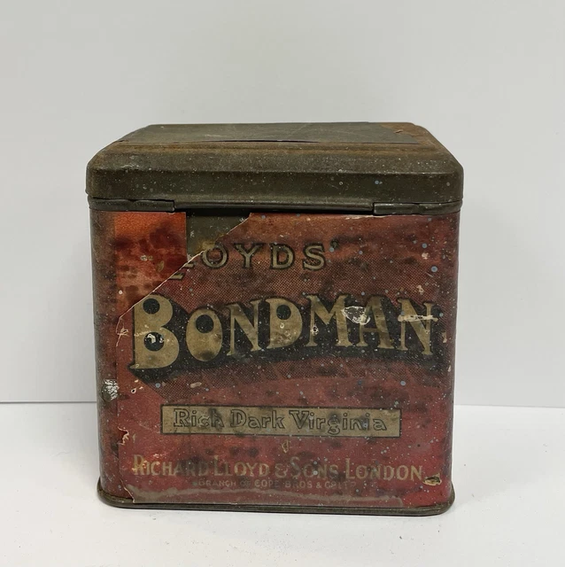VINTAGE LLOYDS BONDMAN Tobacco Tin - London 9cm Wide With Lid $19.00