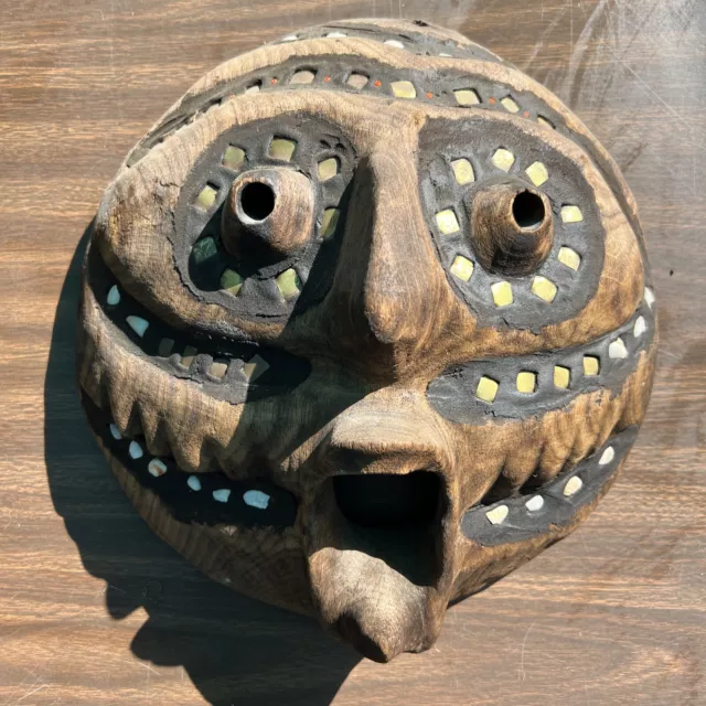 African Mask Tribal Art Luba dance Mask Vintage Wooden Carved Kifwebe 13”