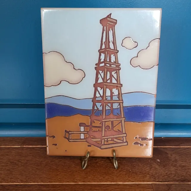 Vintage Arius Tile 8 x 6 Terra Cotta Clay Lighthouse Beach Theme (?)