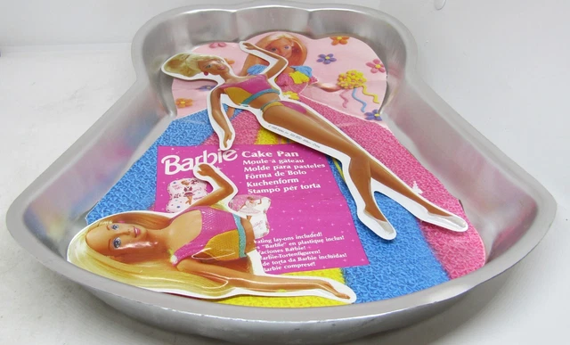 Wilton Barbie Mattel Aluminum Cake Pan 1995-new with 2 lay ons