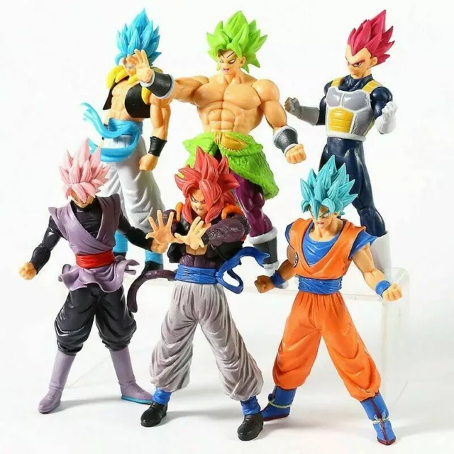 6 pcs Dragon Ball Z Figures Set: Super Saiyan Goku Son Blue Gokou Vegeta &  Broly 