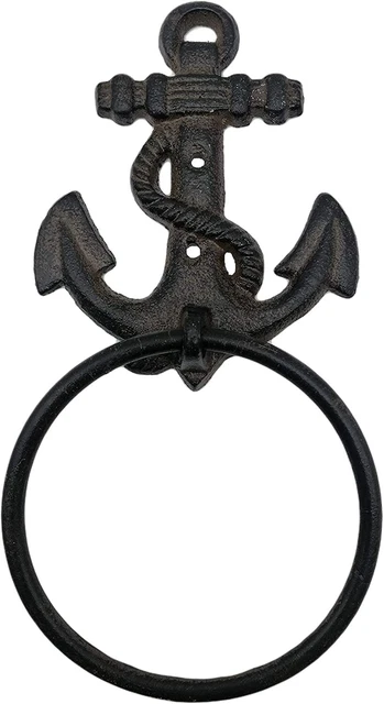 Comfy Hour Antique Vintage Ocean Collection Cast Iron Solid Anchor Towel Ring