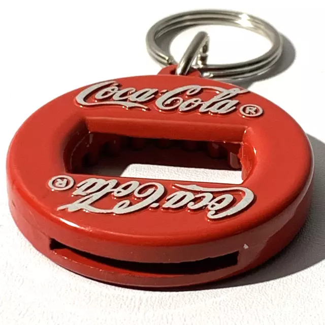 Coca Cola Bottle Opener Keyring 1990s Metal Soda Keychain Made in Canada