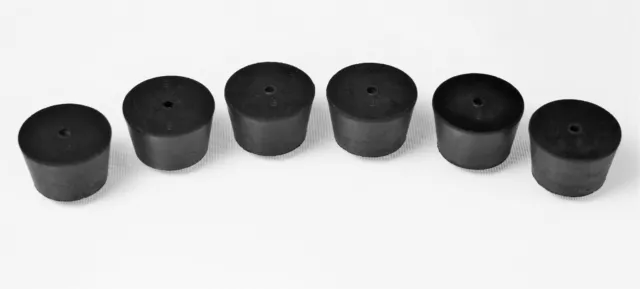 6/pk Black #8 Rubber Laboratory Stoppers Size 8 Tapered Plugs, 1-Hole Stopper