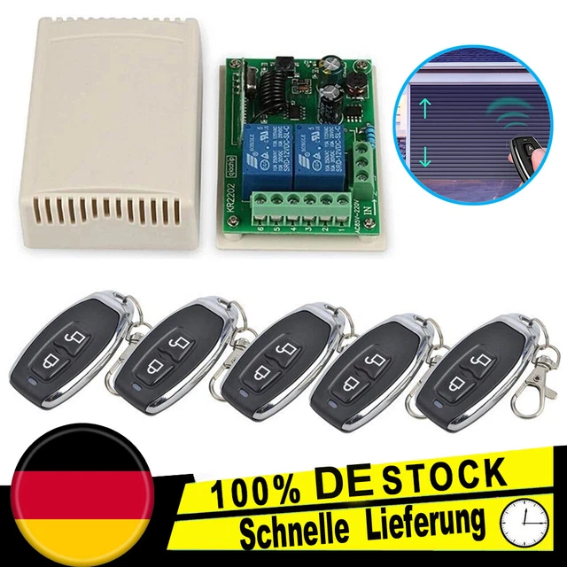UXSJAKJSD 433MHz Fernbedienung 2-Kanal - DC6V-30V Relaisschalter Für Garagentore