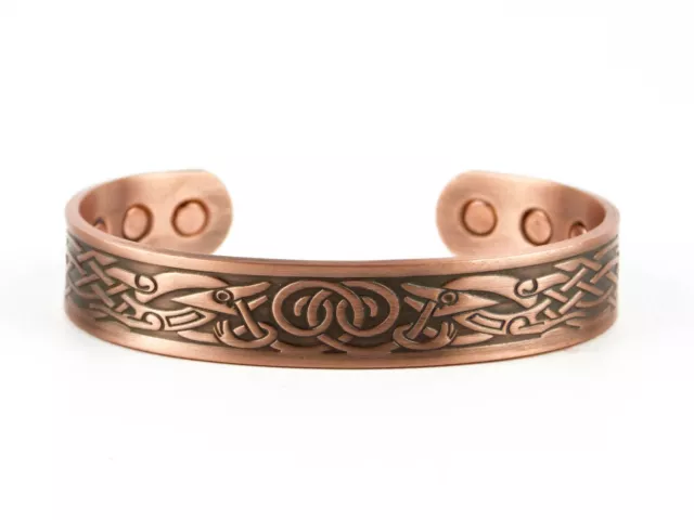 Grueso Pulsera/Brazalete Magnético Cobre Diseño Vikingo 6 Imanes Salud Raro Ea... 3