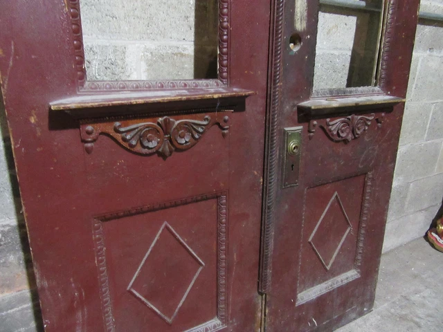 ~ Antique Carved Oak Double Entrance French Doors ~ 46.25 X 82.75 ~ Salvage 10