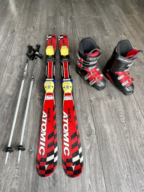 Skiset Atomic Kinderski 110 cm, mit Bindung, Schuhe und Stöcke, gebraucht