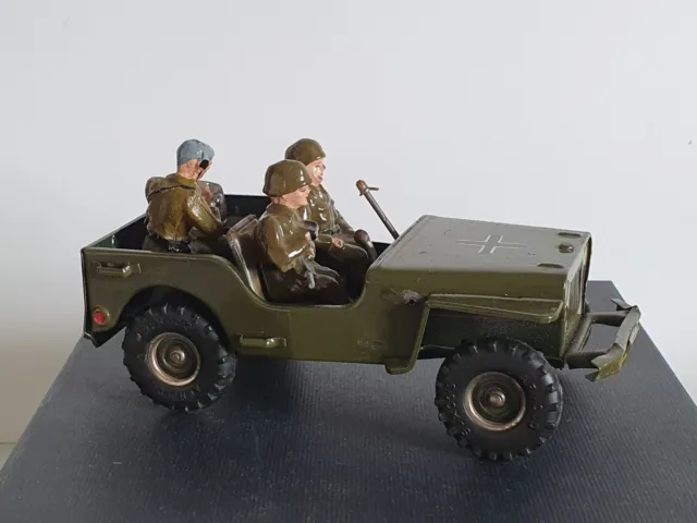 Arnold D.R.G.M Jeep 2500 Uhrwerk Soldaten MP Made US Zone Militär Blechspielzeug 2