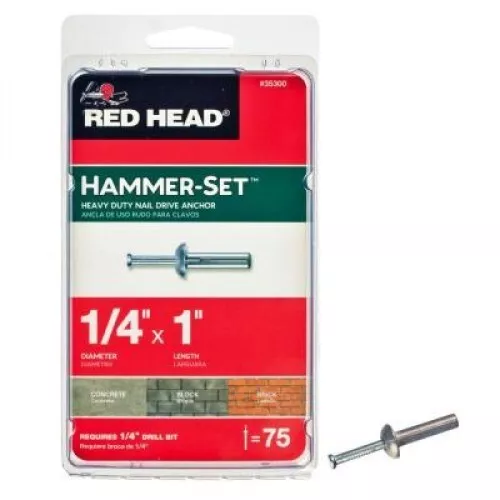 RED HEAD 35300 1/4-in x 1-in Hammer-Set Nail Drive Concrete Anchors 75-Pack