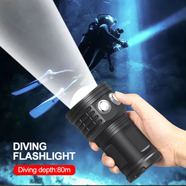 10000LM COB LED Tauchen Tauchlampe Taschenlampe 80M Unterwasser Video Fotografie