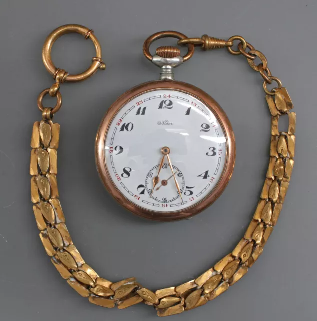 9020012 Argento Herren-Taschenuhr Nidor Circa 1910 800er Argento Movimento Läuft