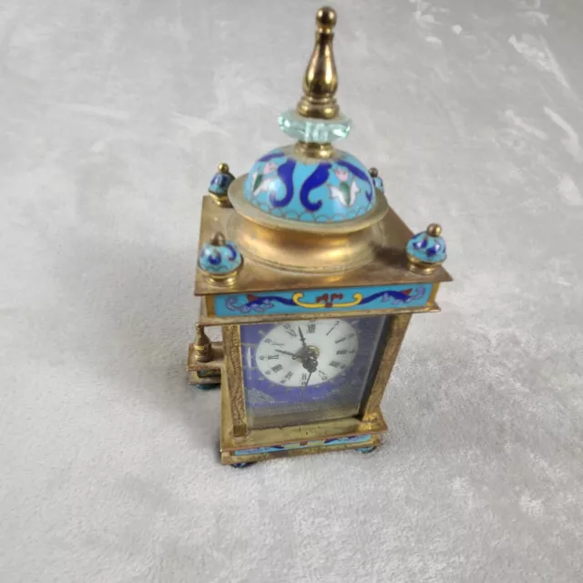 vintages Chinese cloisonne Enamel mechanical clock ''Not Working''