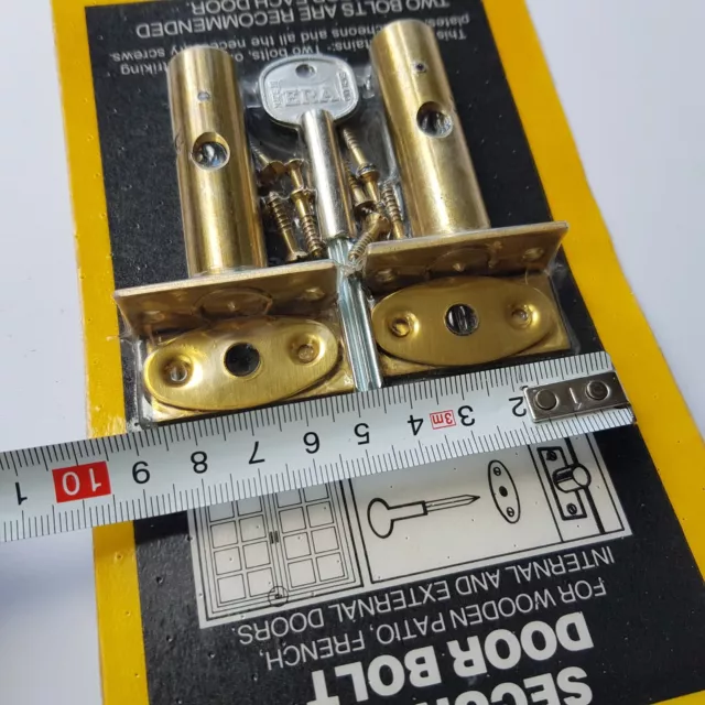 Wickes Security Door Bolts 2-pack patio home business french doors key brass 10