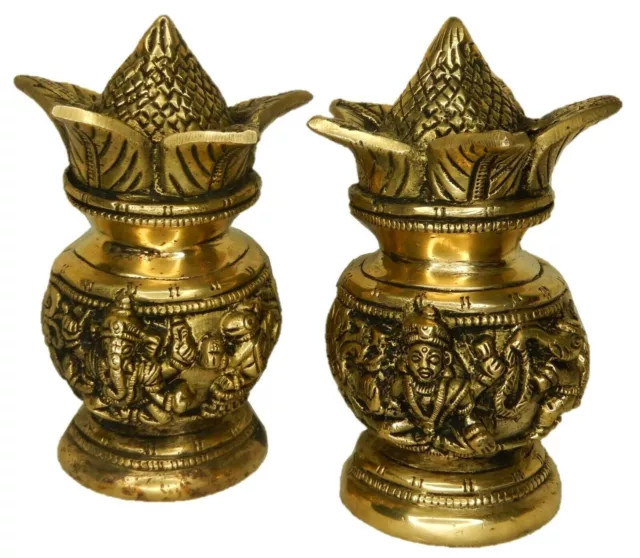 BENGALEN Brass Pooja Thali Set 8 Inch with Pital Plate Kalash Spoon Ku