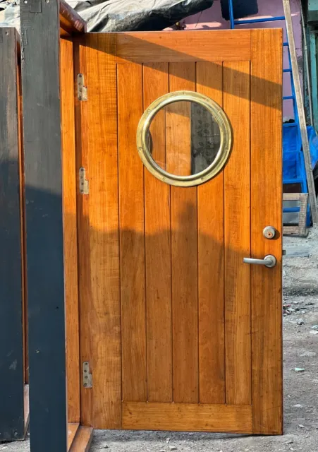 Antique Refurbish Authentic Ship Reclaimed Vintage Wooden Door with Brass Window 5