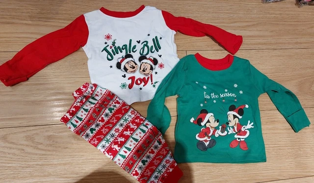 Set pigiama natalizio bambino Disney. 3-6 mesi. Topolino e Minnie. Unisex