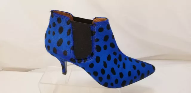 Pour La Victoire Anabella Women's Blue Animal Print Pony Hair Ankle Boots US 8 M