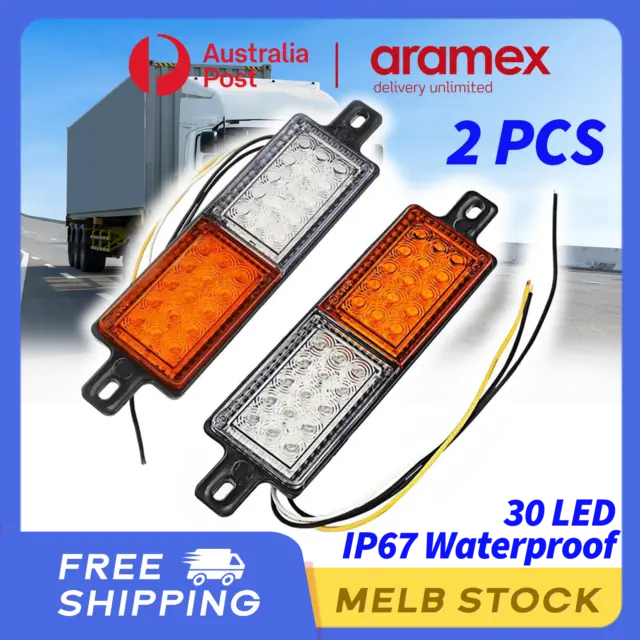 2x 30 LED Bullbar Indicators Lights Front Park DRL Amber For ARB TJM Marker Lamp