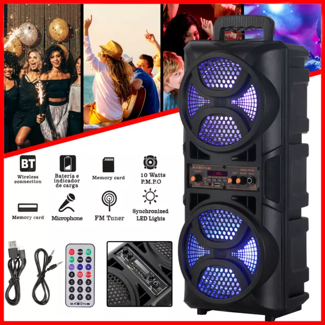 Dual 6.5'' Woofer Powered Wireless Portable Party Bluetooth Speaker Audio Stereo