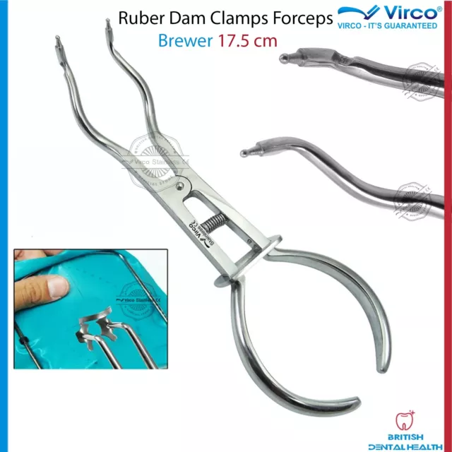 Neuf Dentaire Brasseur Caoutchouc Digue Forceps Serrage Pince 17.5 CM