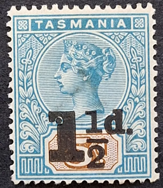 1904 Tasmania Australia 1 1/2d Surch on 5d pale Blue&Brown Tablet stamp P14 Mint