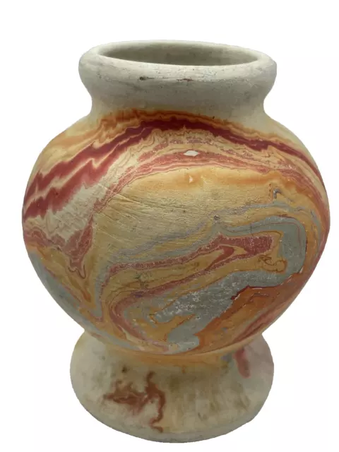 Nemadji Indian Pottery Marble Swirl Ceramic Vase Native Clay USA 3.5" Orange