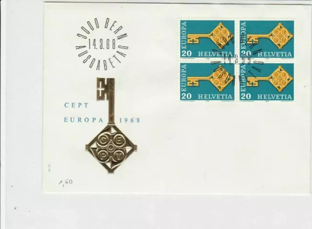 switzerland helvetia europa 1968 stamps cover ref 20246