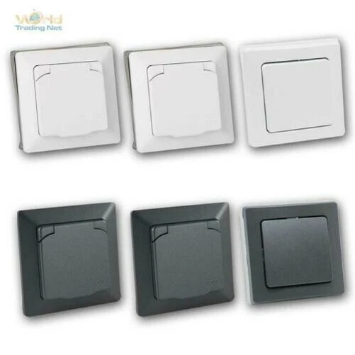 MILOS Interrupteur & Prises Ensemble IP44 Zones Humides / Salle Flush 230V Haut