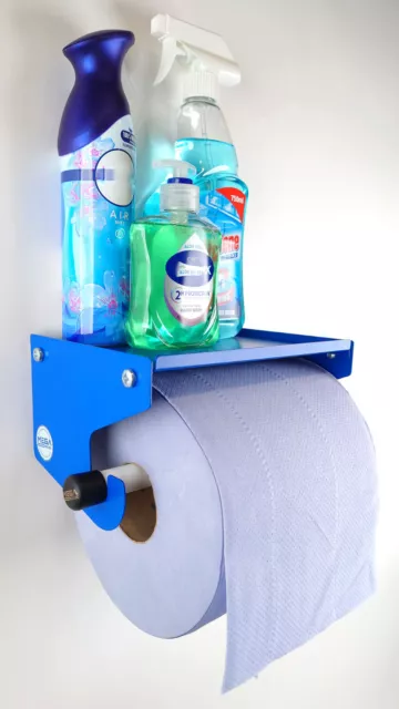 Industrial Blue Roll Paper Towel Holder Dispenser Clean Shelf Cleaning Station