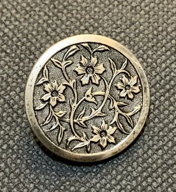 Bouton ancien – Bouquet de fleurs – Métal argenté  – 26 mm - Art nouveau