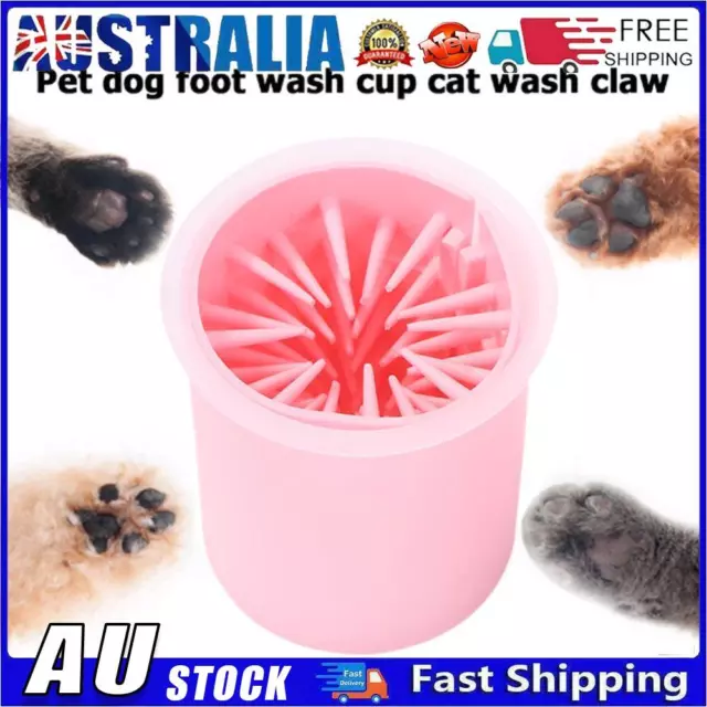 Dog Cat Dirty Paw Cleaner Cup Pet Puppy Kitten Feet Washer Bucket (Pink)