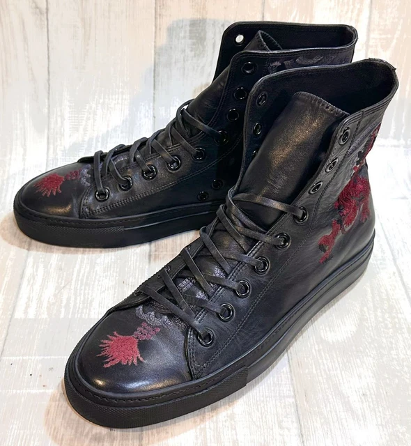 GUCCI  41.5 E High Cut Leather Sneakers Leather Shoes Made in Italy Men s