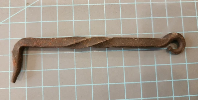 Antique Hand Forged Twisted Iron Door Latch Hook Barn Gate Hardware 5¼" - gw0 2