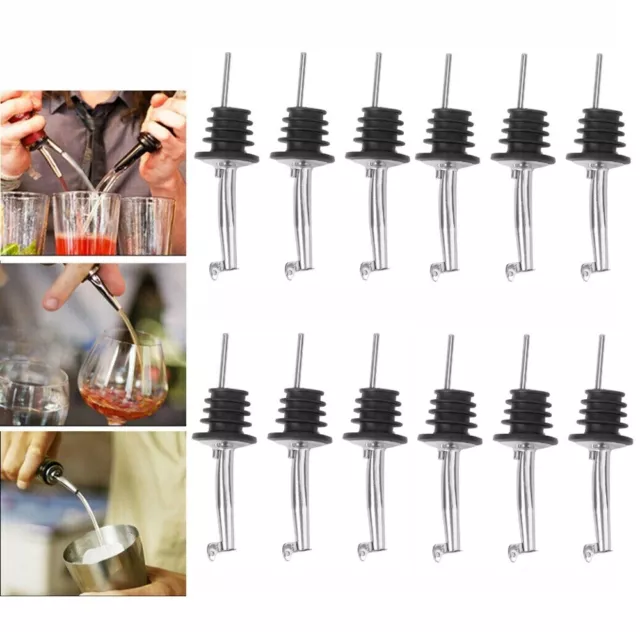 12 Pack Liquor Spirit Pourer Flow Wine Bottle Pour Spout Stopper Stainless Steel