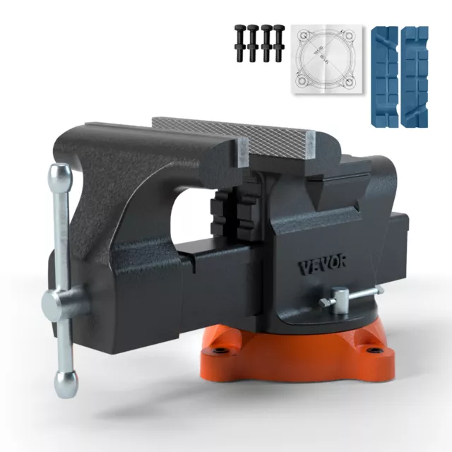 VEVOR 6" Bench Vise w/ Anvil 360° Swivel Locking Base Heavy Duty Ductile Iron