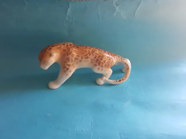 Vtg Russian Ceramic Leopard Figurine Marked