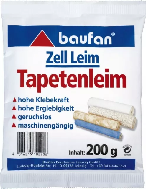 Baufan Colla Parati 0,2 KG Zell-Leim Colla per Tappezzeria/Colla