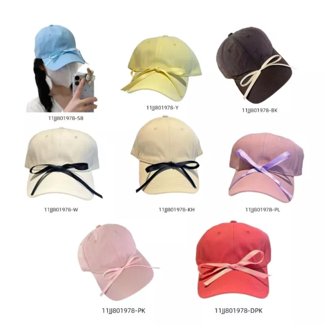 Ribbon Bowknot Baseball Hat Teens Girl Long Brims Hat Spring Walking Shopping