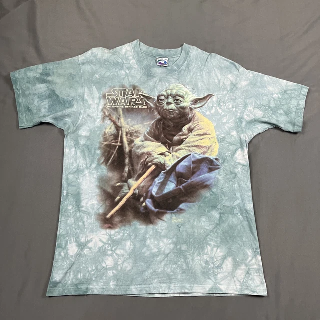 Vintage 1997 Star Wars: The Empire Strikes Back Liquid Blue Yoda Tie Dye Tee XL